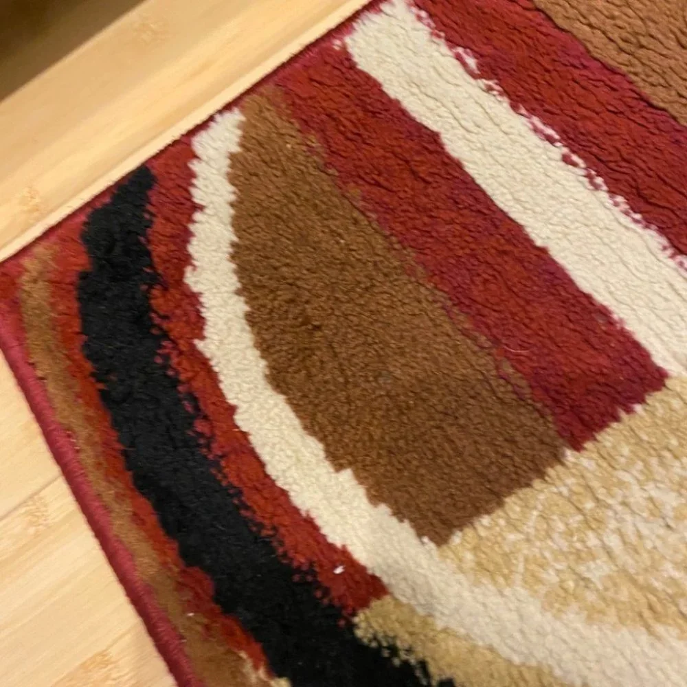 Deco Rings Red Geometric Modern Casual Area Rug